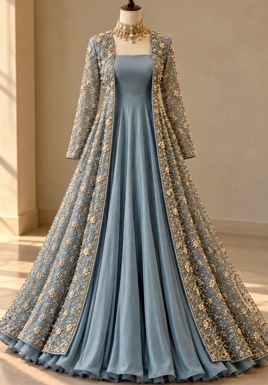 Roshni Embroidered Maxi Dress - Maxi Wholesale Pakistani Suit